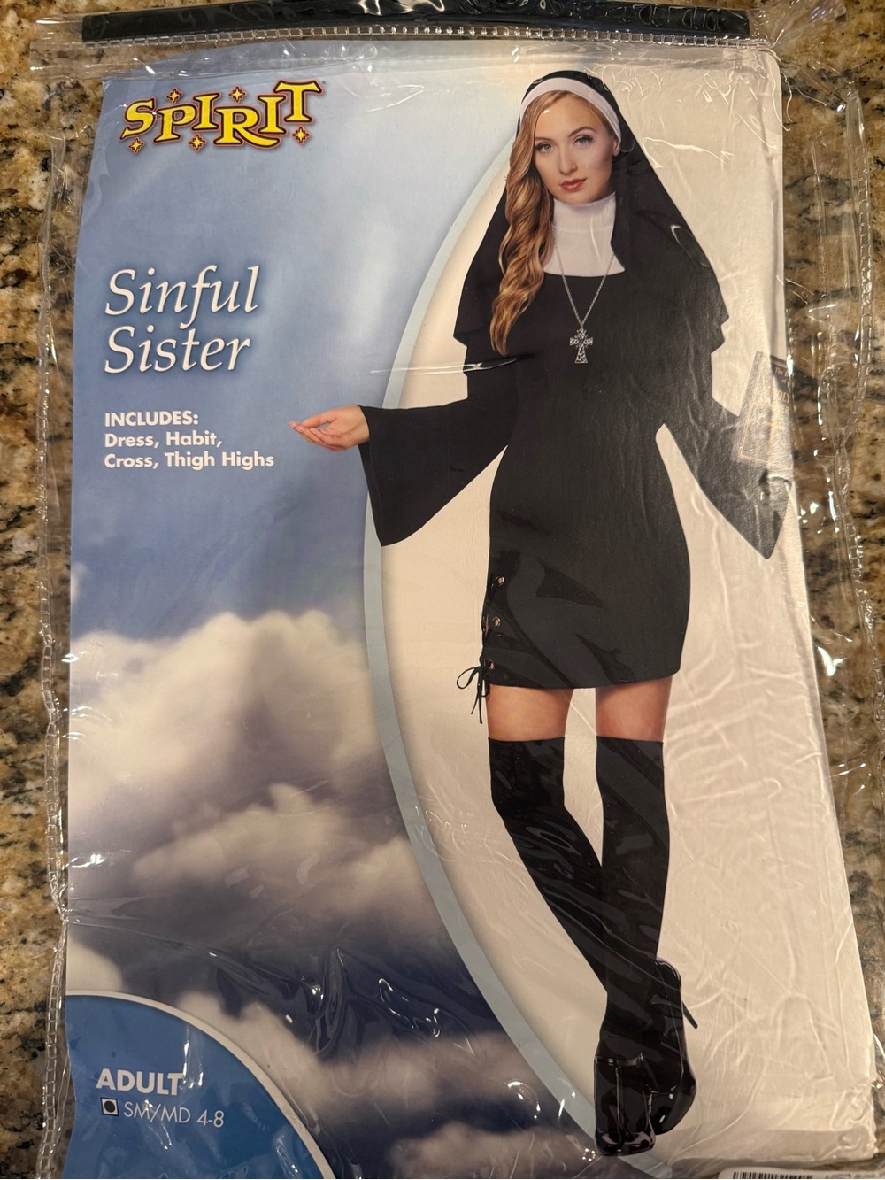 Spirit Halloween "Sinful Sister" adult nun cosplay costume small / medium 4-8